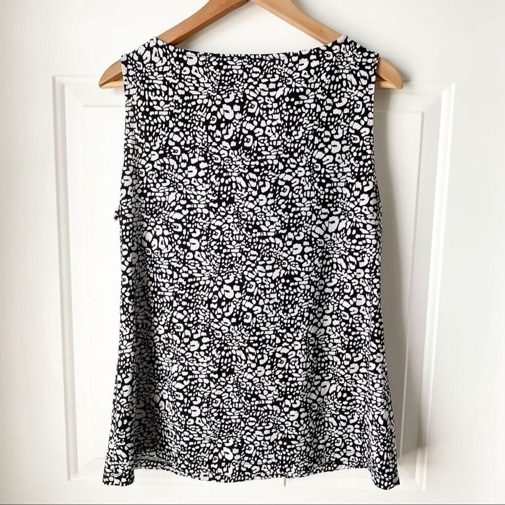 Rafaella Black White Floral Sleeveless Tank Blouse Large - Picture 2 of 6
